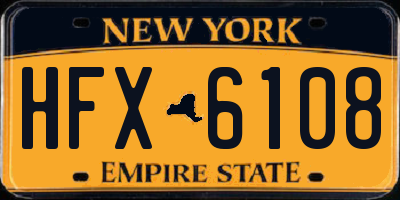 NY license plate HFX6108