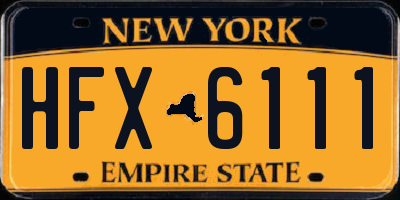 NY license plate HFX6111