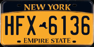 NY license plate HFX6136