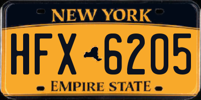 NY license plate HFX6205