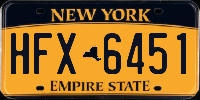 NY license plate HFX6451