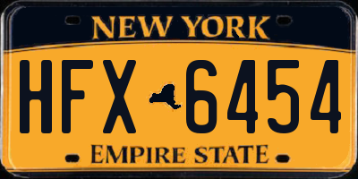 NY license plate HFX6454