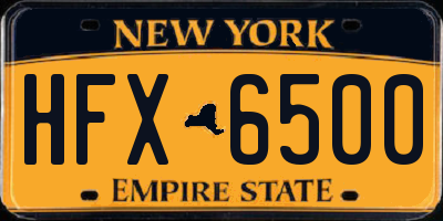 NY license plate HFX6500