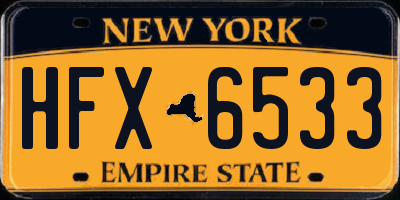 NY license plate HFX6533