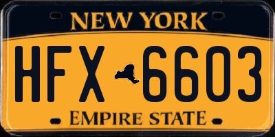 NY license plate HFX6603