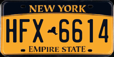 NY license plate HFX6614