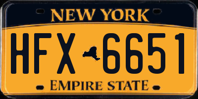 NY license plate HFX6651