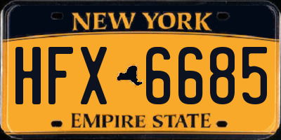 NY license plate HFX6685