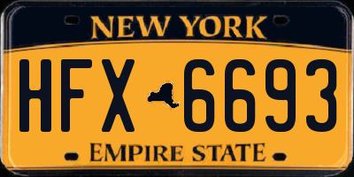 NY license plate HFX6693