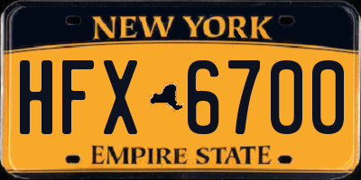 NY license plate HFX6700