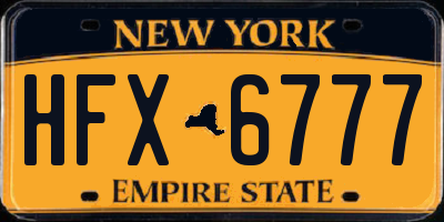 NY license plate HFX6777