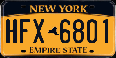 NY license plate HFX6801