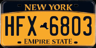 NY license plate HFX6803