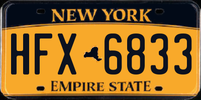 NY license plate HFX6833