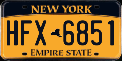 NY license plate HFX6851