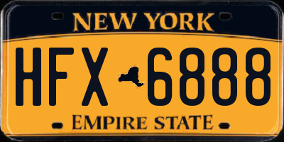 NY license plate HFX6888