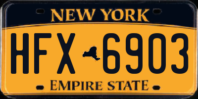 NY license plate HFX6903