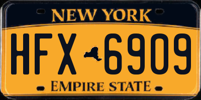 NY license plate HFX6909