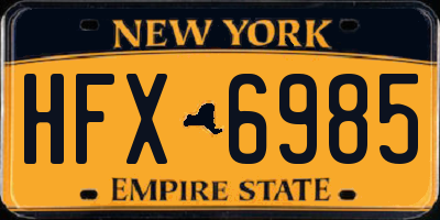 NY license plate HFX6985
