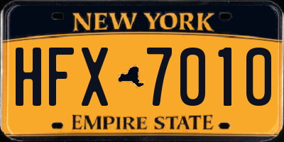 NY license plate HFX7010