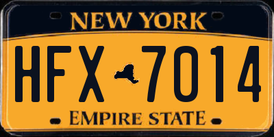 NY license plate HFX7014