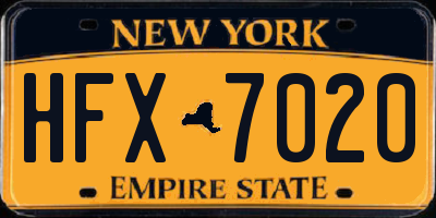 NY license plate HFX7020