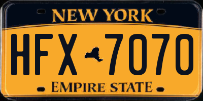 NY license plate HFX7070