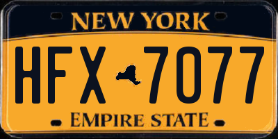 NY license plate HFX7077