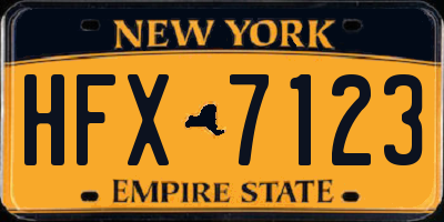 NY license plate HFX7123