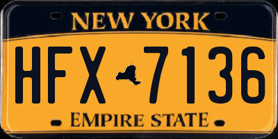 NY license plate HFX7136