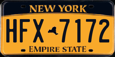 NY license plate HFX7172