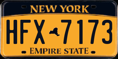NY license plate HFX7173