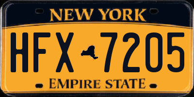 NY license plate HFX7205
