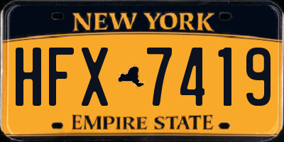 NY license plate HFX7419