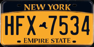 NY license plate HFX7534
