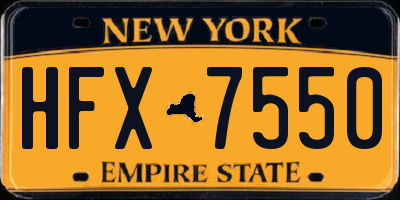 NY license plate HFX7550