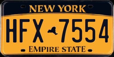 NY license plate HFX7554
