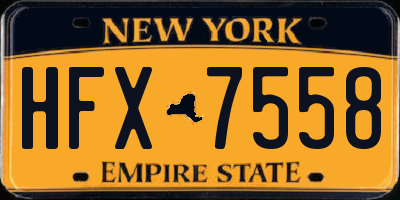 NY license plate HFX7558