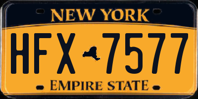 NY license plate HFX7577