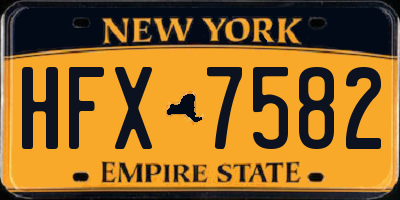 NY license plate HFX7582