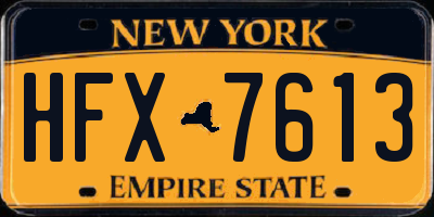 NY license plate HFX7613