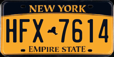 NY license plate HFX7614
