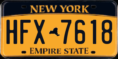 NY license plate HFX7618