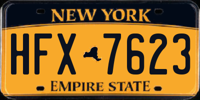 NY license plate HFX7623