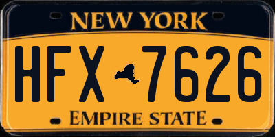 NY license plate HFX7626