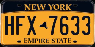 NY license plate HFX7633