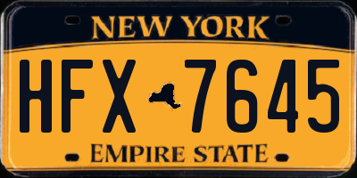NY license plate HFX7645