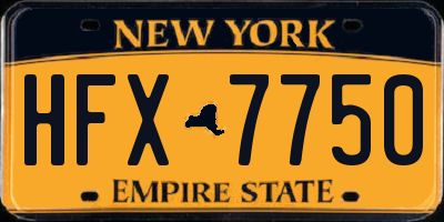 NY license plate HFX7750