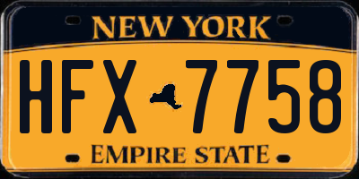 NY license plate HFX7758