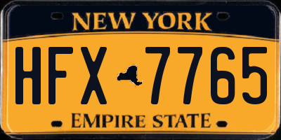 NY license plate HFX7765
